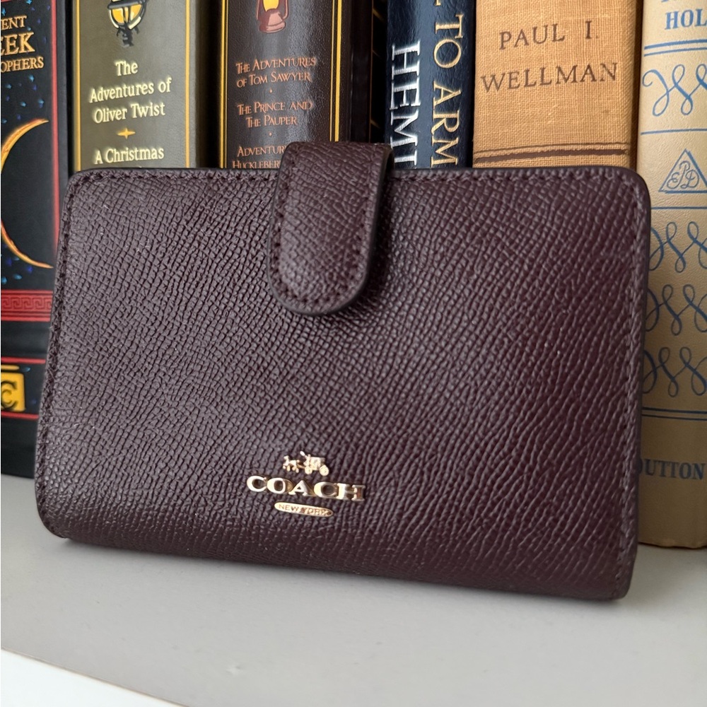 Coach Dark Burgundy Textured Leather Wallet